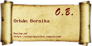 Orbán Borsika névjegykártya